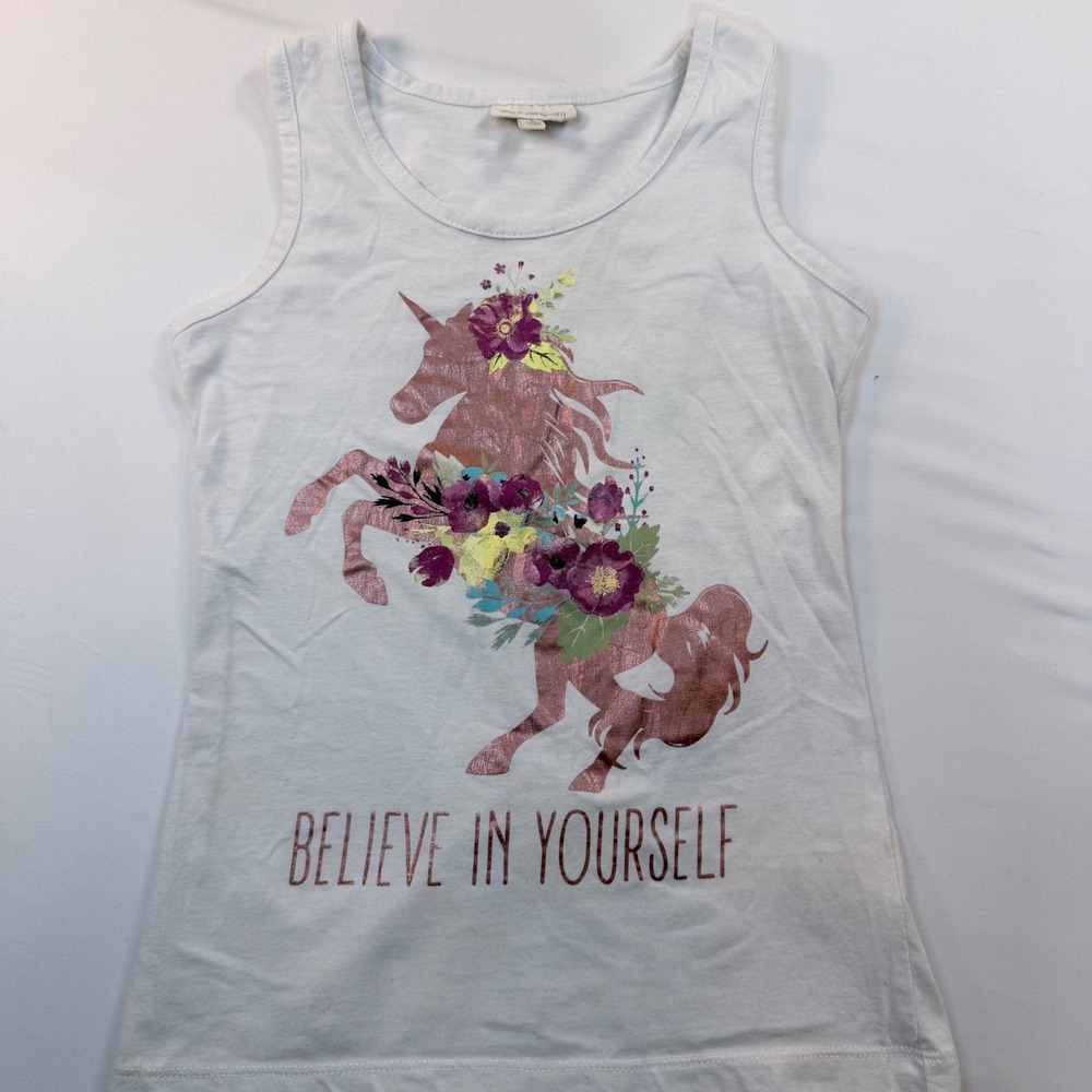 Self Esteem Unicorn Believe In Yourself Tank Top Womens Small White Graphic